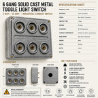 Brassvane 6 gang conduit light switch additional view 9