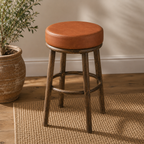 Brassvane tan leather stool seat additional view 2