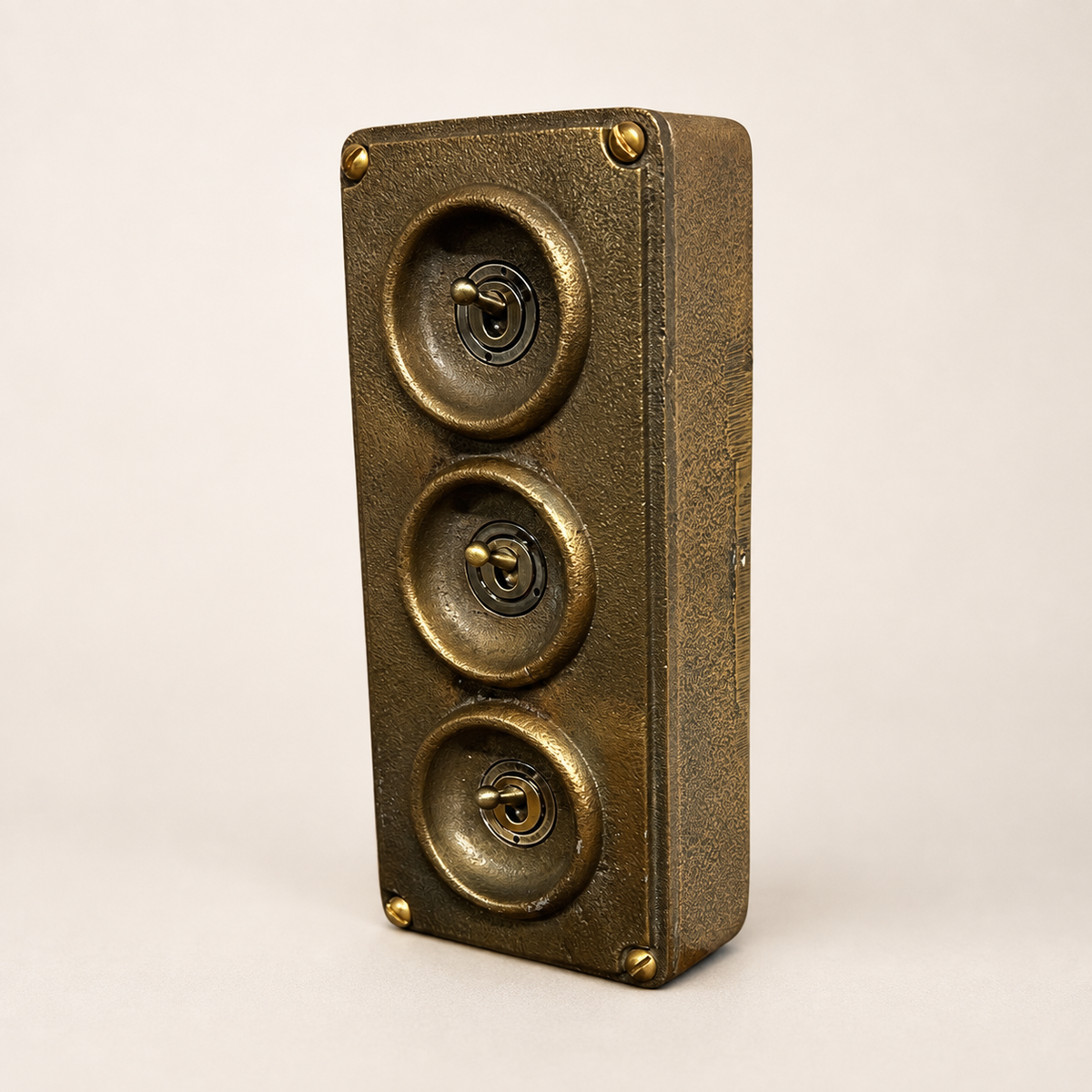 Brassvane antique brass conduit light switch overall view