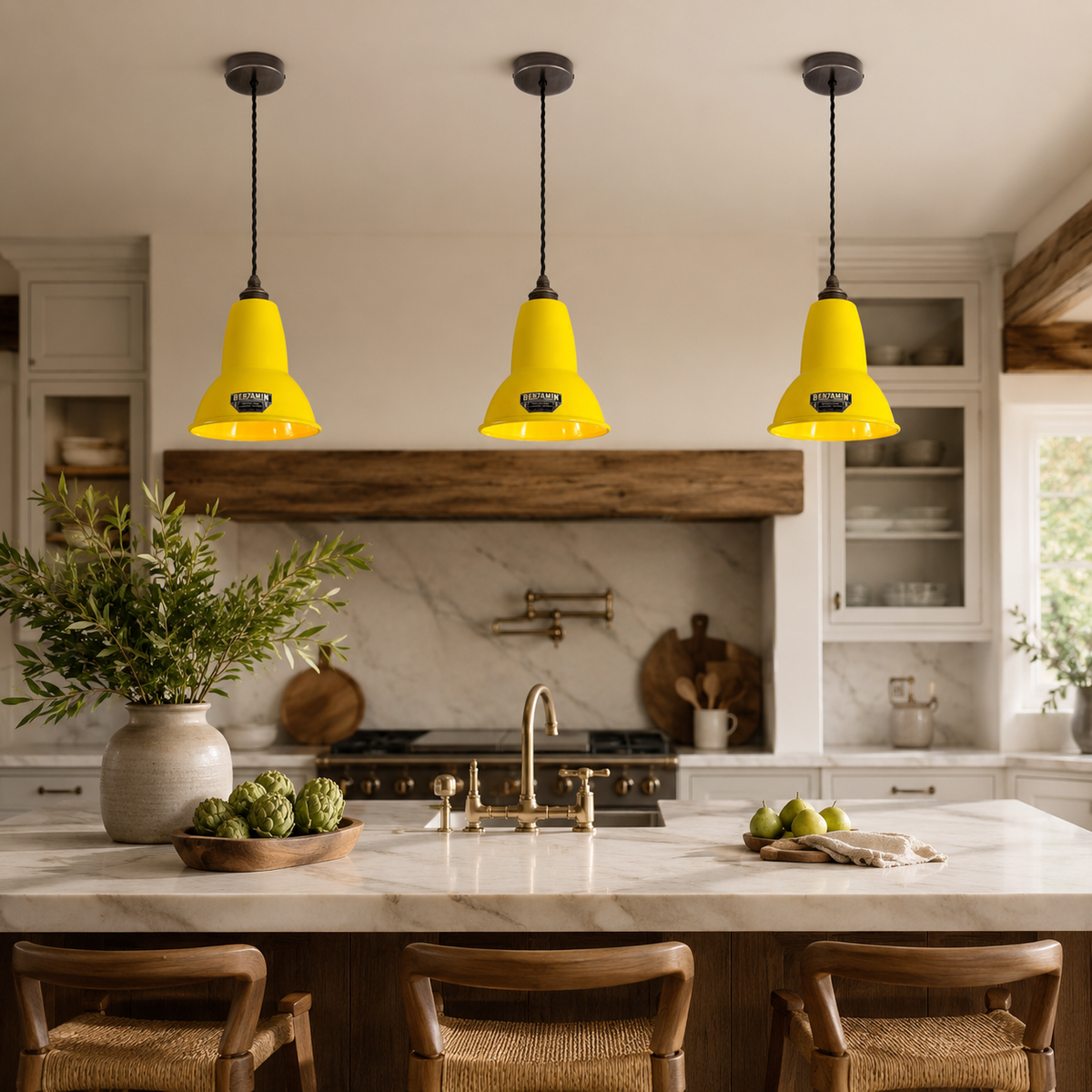 Brassvane yellow enamel pendant light additional view 2