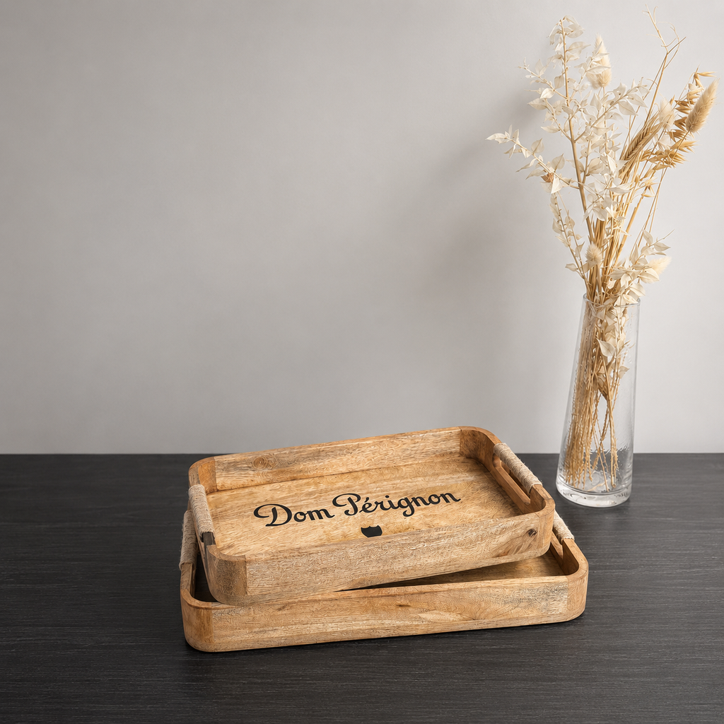 Brassvane wooden butler tray set additional view 7