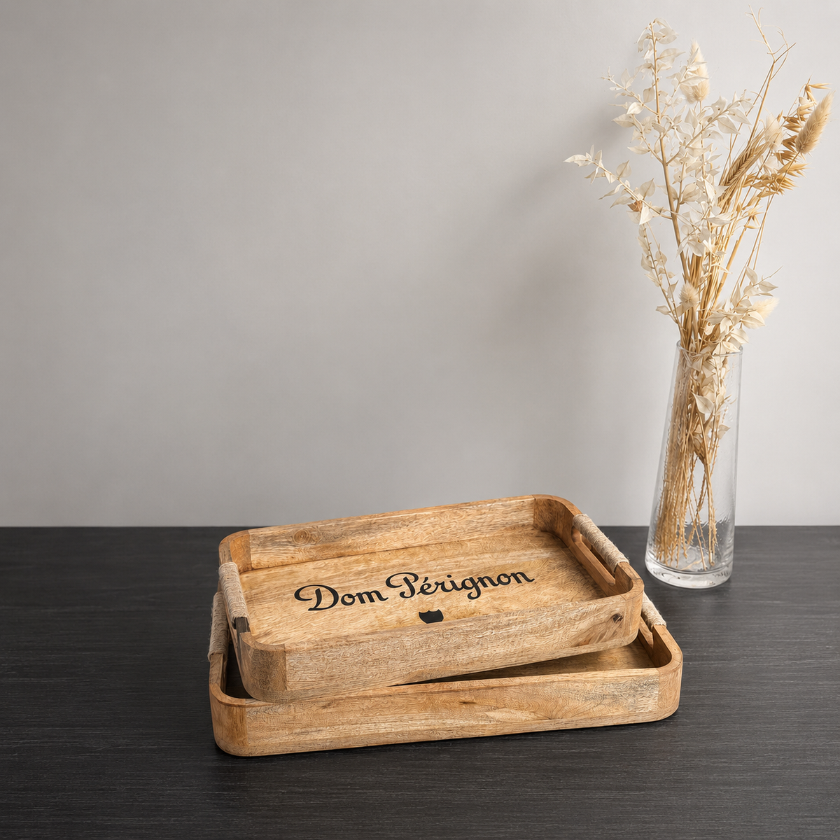 Brassvane wooden butler tray set additional view 7