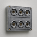 Brassvane 6 gang conduit light switch overall view