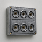 Brassvane 6 gang conduit light switch overall view