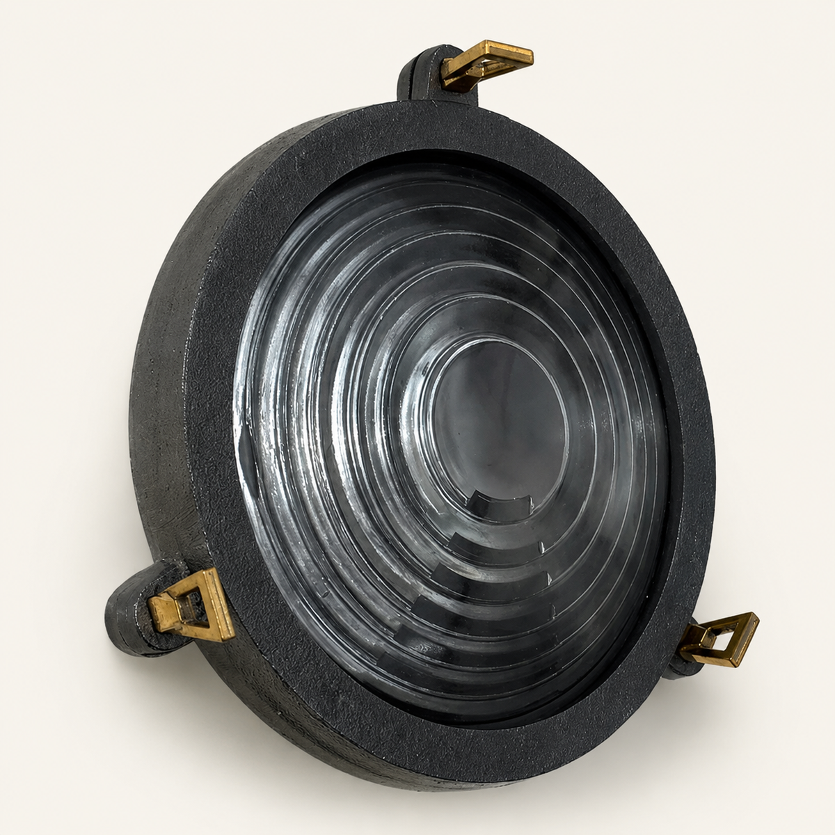 Brassvane round pewter bulkhead light overall view