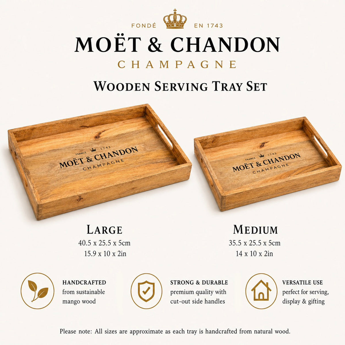 Brassvane wooden serving tray set additional view 8