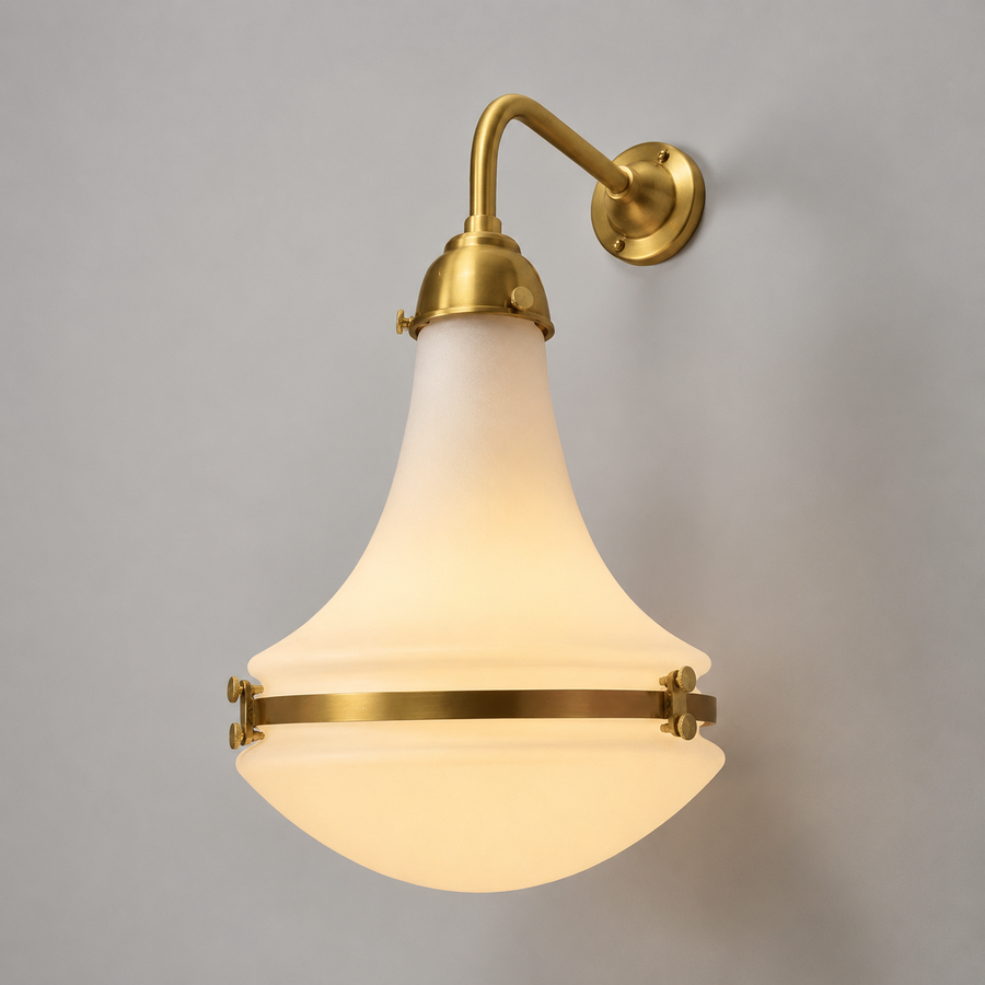 Brassvane antique brass opaline wall sconce overall view