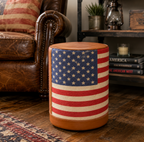 Brassvane USA flag pouf footstool additional view 2