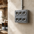 Brassvane 6 gang conduit light switch additional view 2
