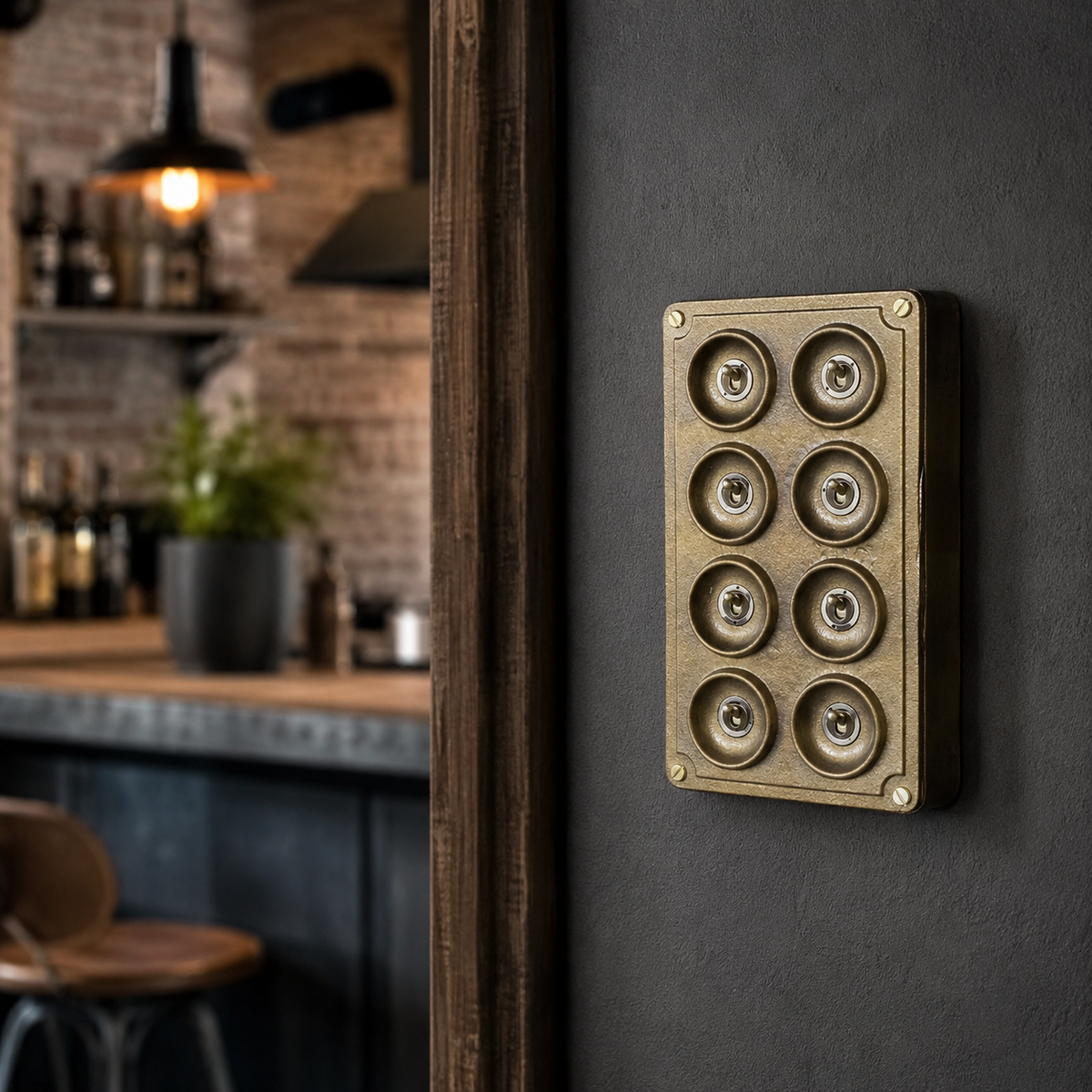 Brassvane 8 gang toggle light switch additional view 2