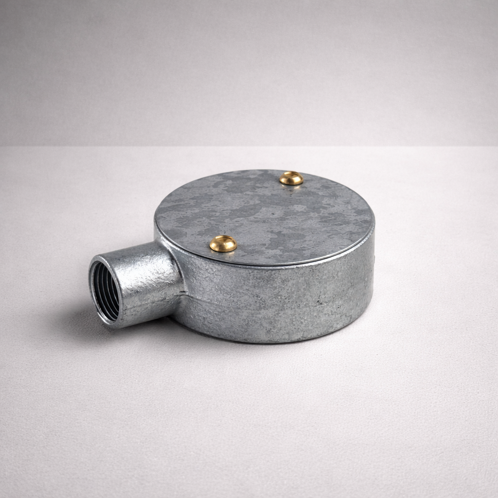 Brassvane galvanized round conduit box overall view