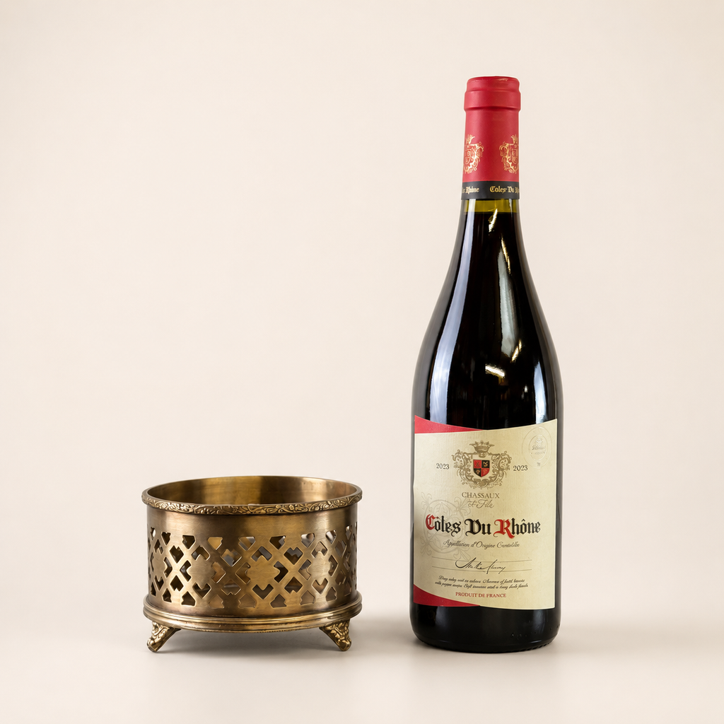 Brassvane antique brass wine bottle holder additional view 2