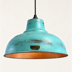 Brassvane copper verdigris pendant light overall view