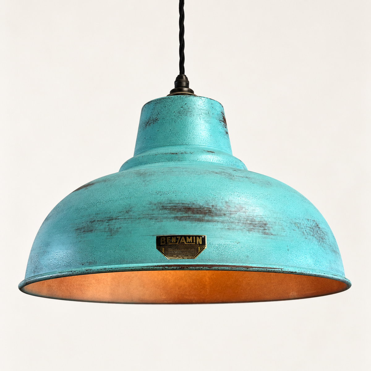 Brassvane copper verdigris pendant light overall view