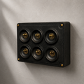 Brassvane 6 gang toggle light switch overall view