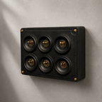 Brassvane 6 gang toggle light switch overall view