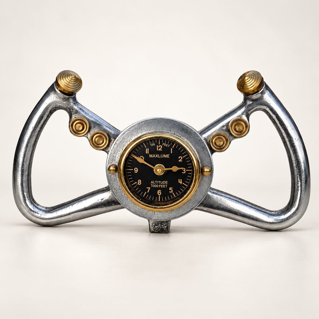Brassvane aviator desk clock overall view