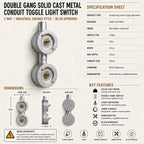 Brassvane double gang conduit light switch additional view 7