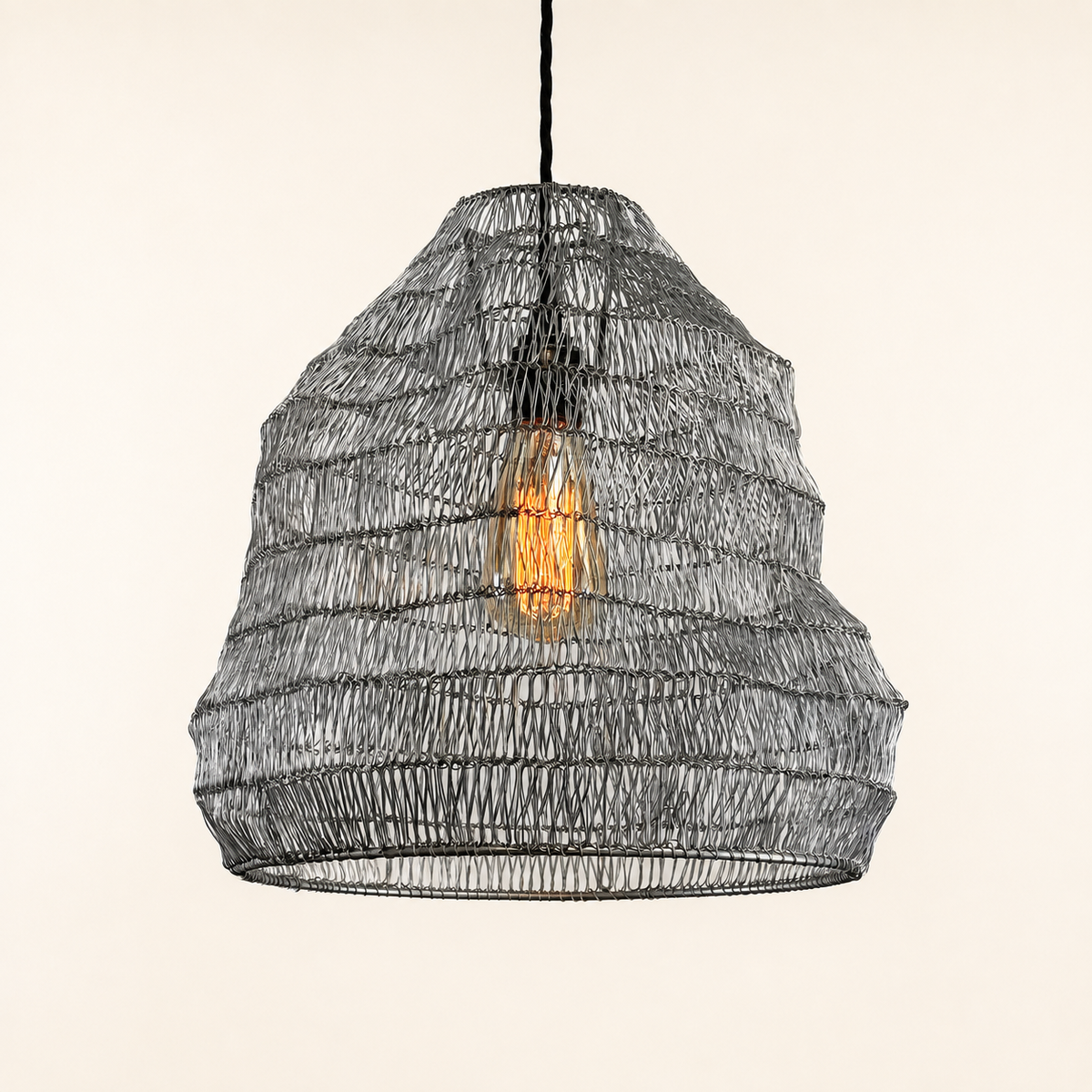 Brassvane beehive wire mesh pendant light overall view