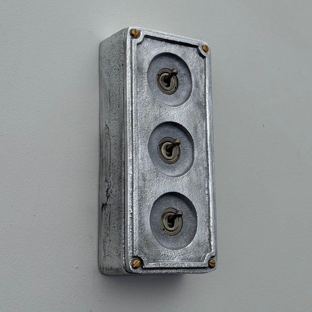Brassvane 3 gang conduit toggle switch overall view