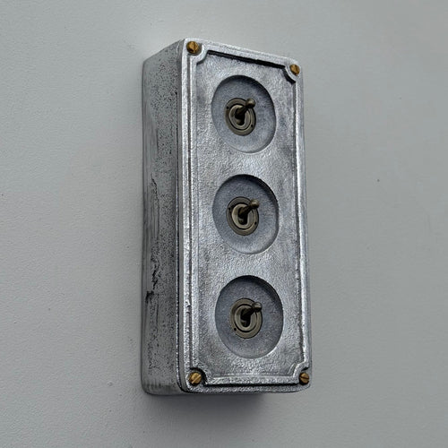 Brassvane 3 gang conduit toggle switch overall view