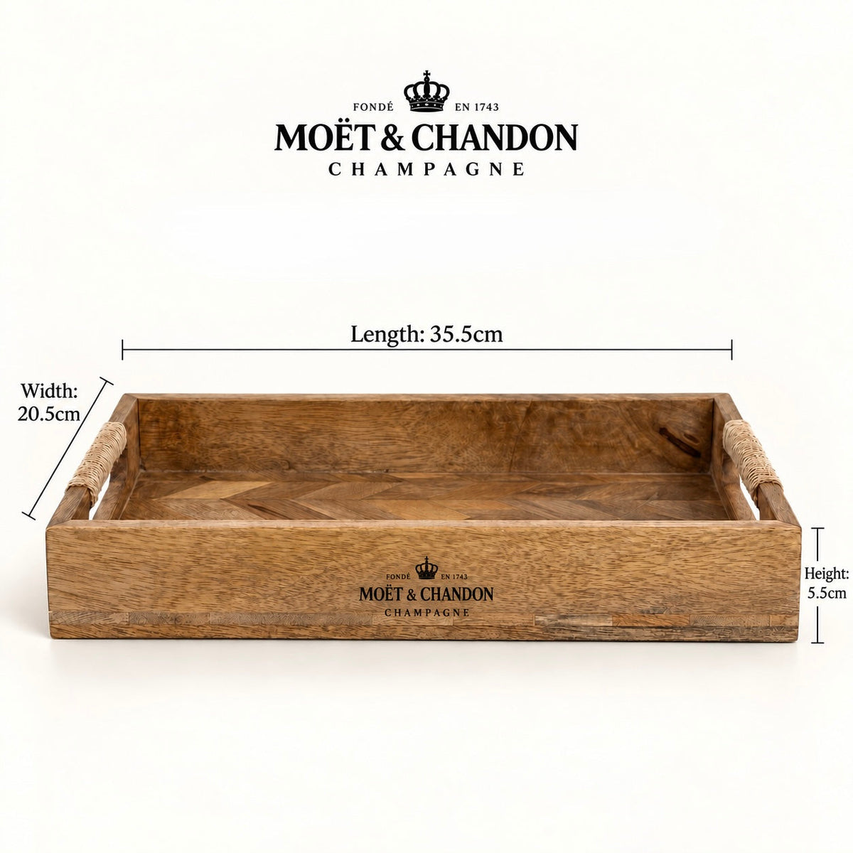 Brassvane patchwork wooden serving tray additional view 4