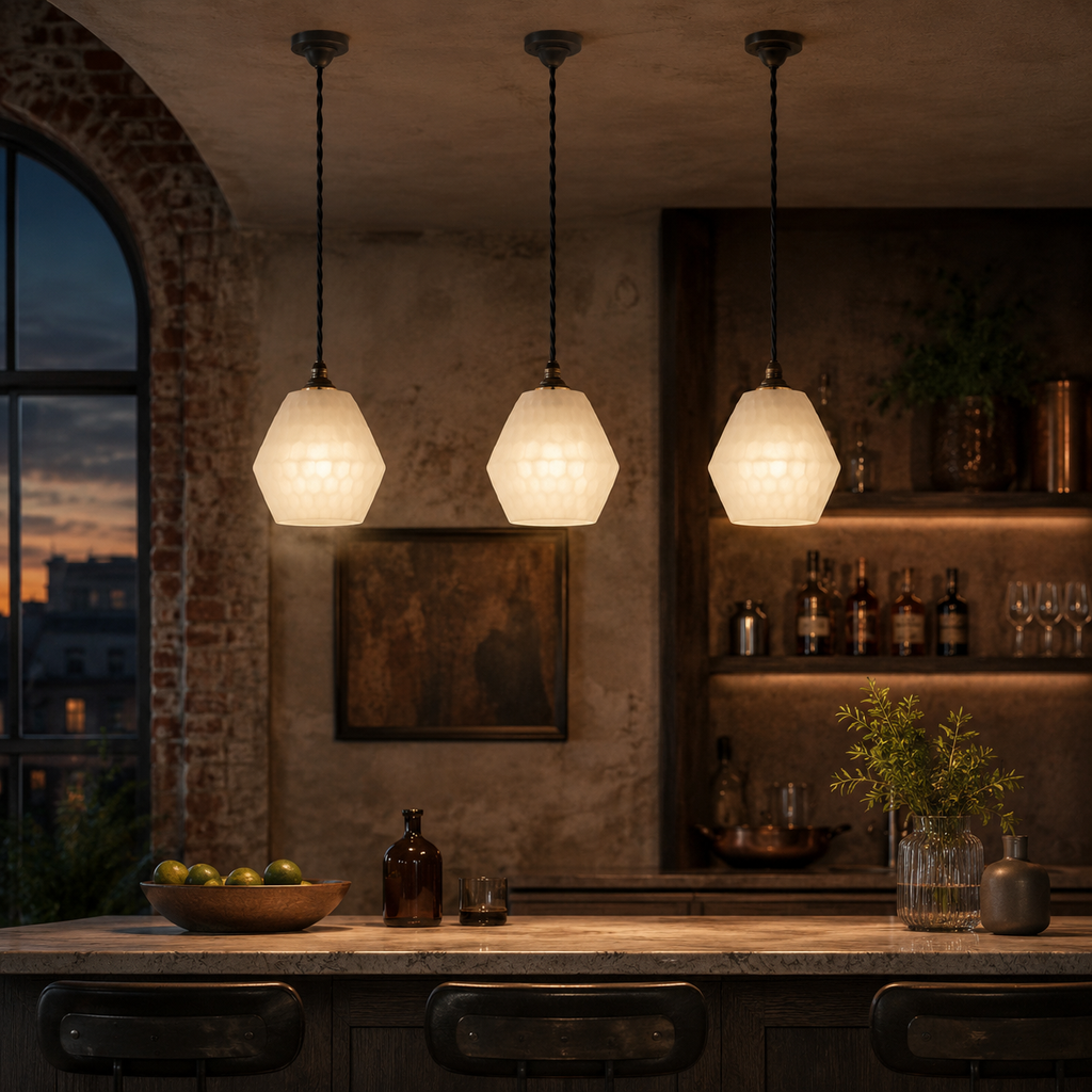 Brassvane opal prismatic glass pendant light additional view 9