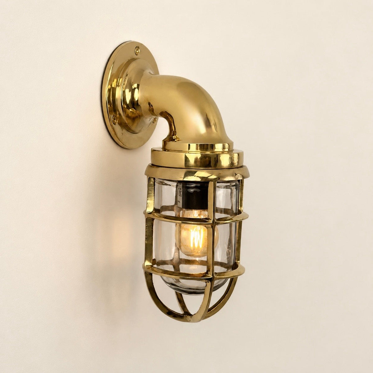 Brassvane caged brass swan neck wall light additional view 3