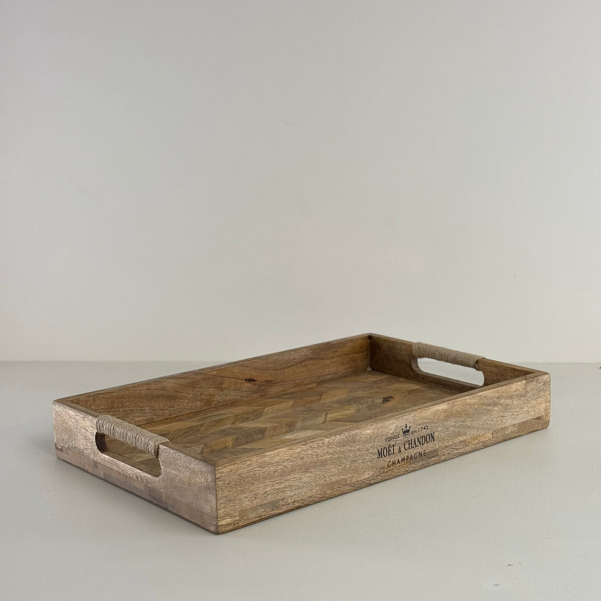 Brassvane patchwork wooden serving tray additional view 3