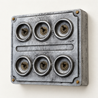 Brassvane 6 gang conduit light switch additional view 3