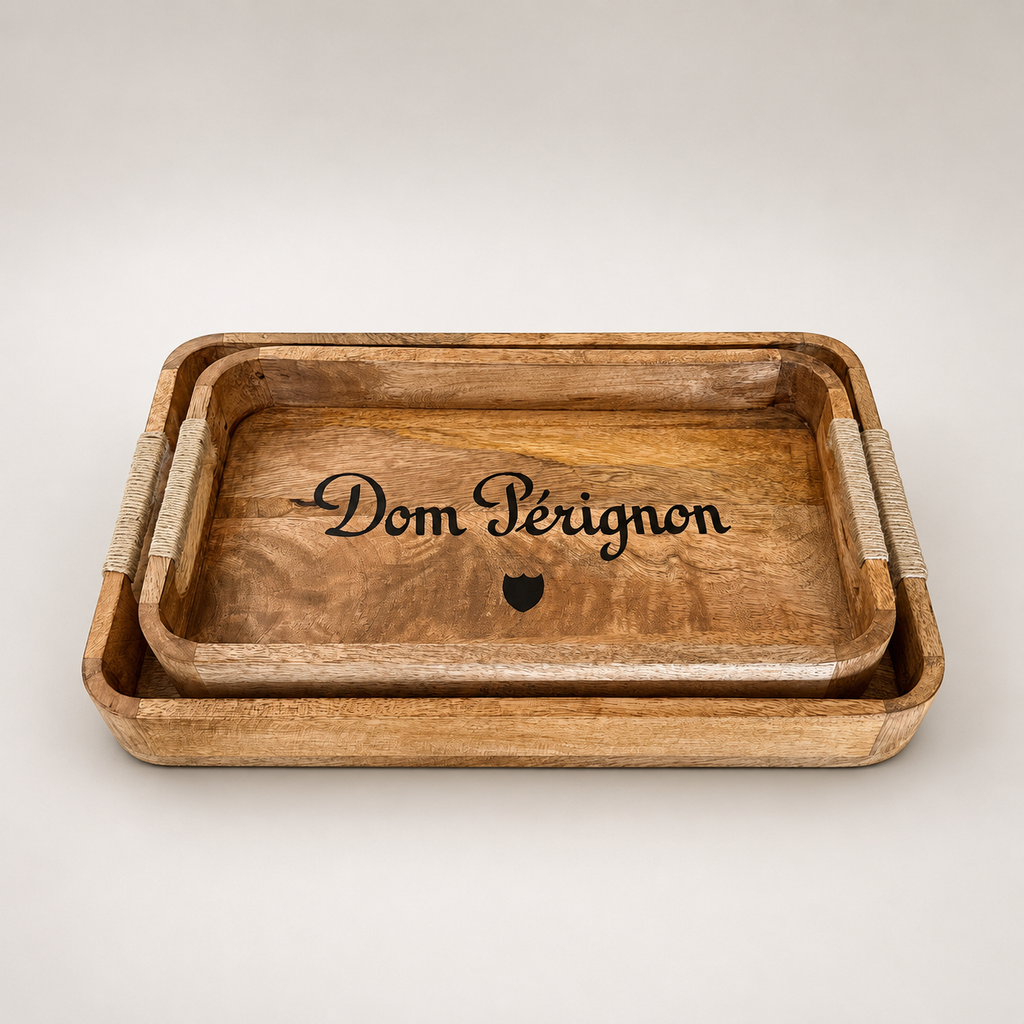 Brassvane wooden butler tray set additional view 8