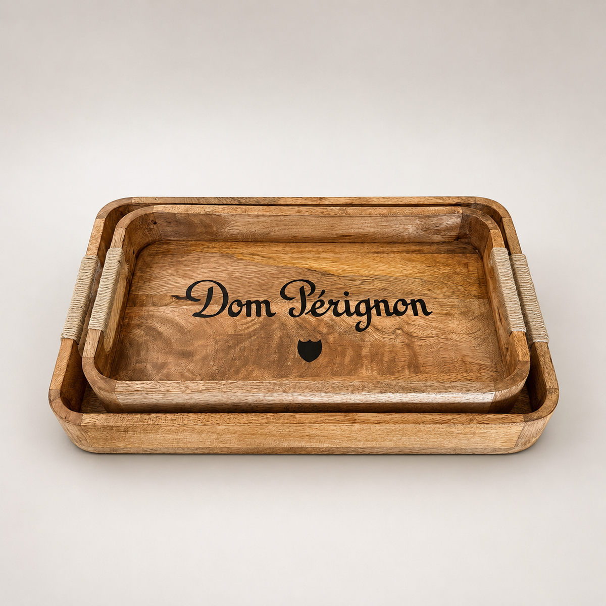 Brassvane wooden butler tray set additional view 8