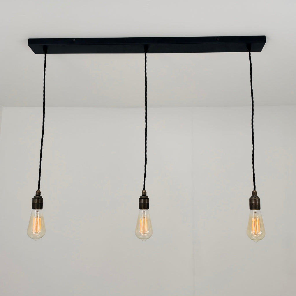 Brassvane textured black ceiling rose track light overall view