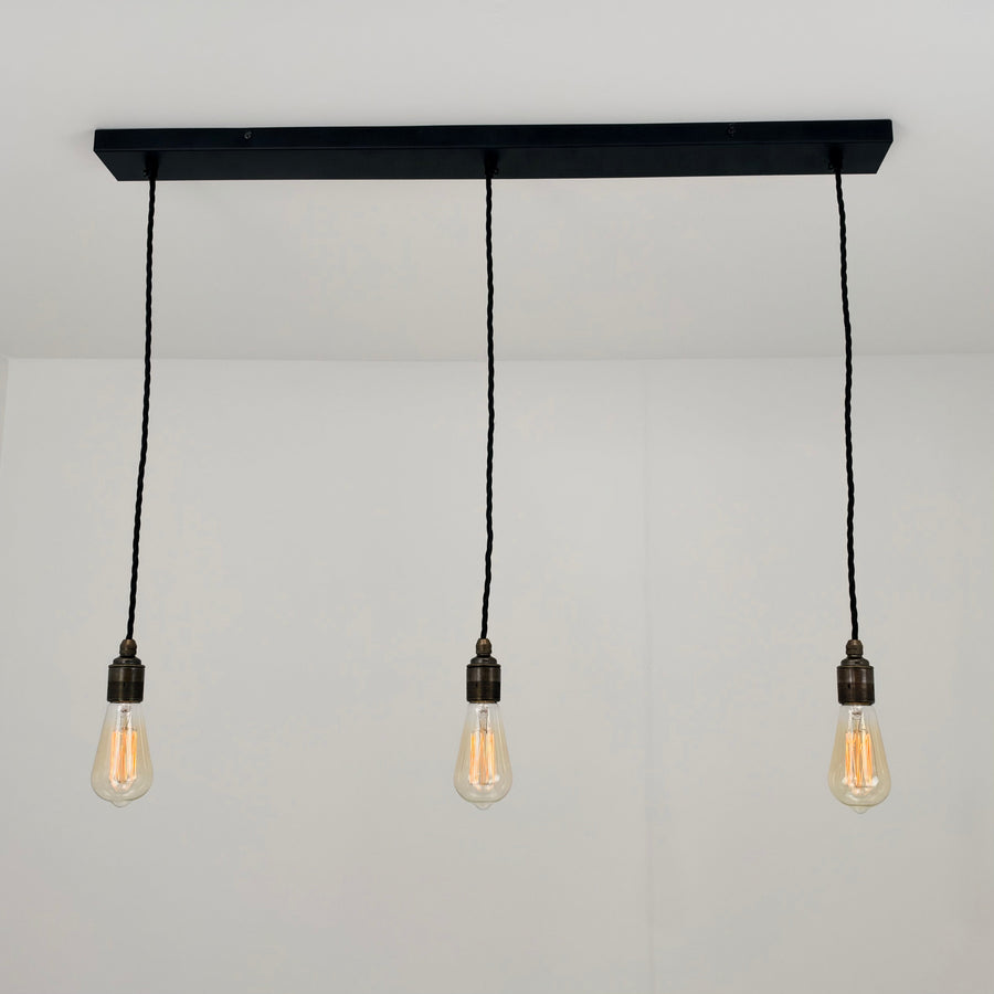 Brassvane textured black ceiling rose track light overall view