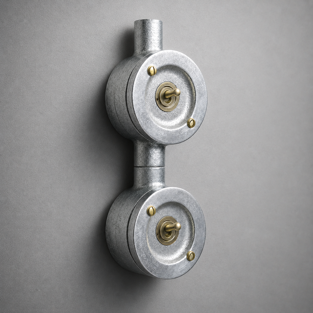 Brassvane double gang conduit light switch overall view