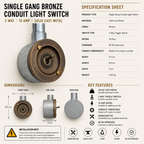 Brassvane antique brass conduit toggle switch additional view 9