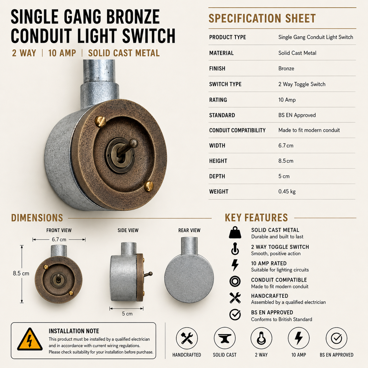 Brassvane antique brass conduit toggle switch additional view 9