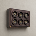 Brassvane 6 gang toggle light switch overall view