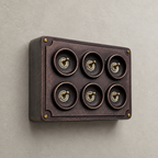 Brassvane 6 gang toggle light switch overall view