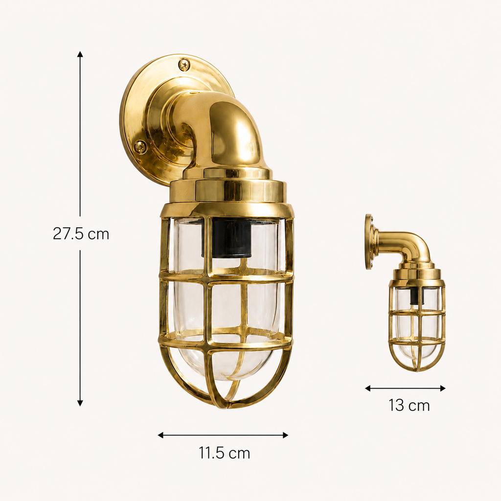Brassvane caged brass swan neck wall light additional view 9