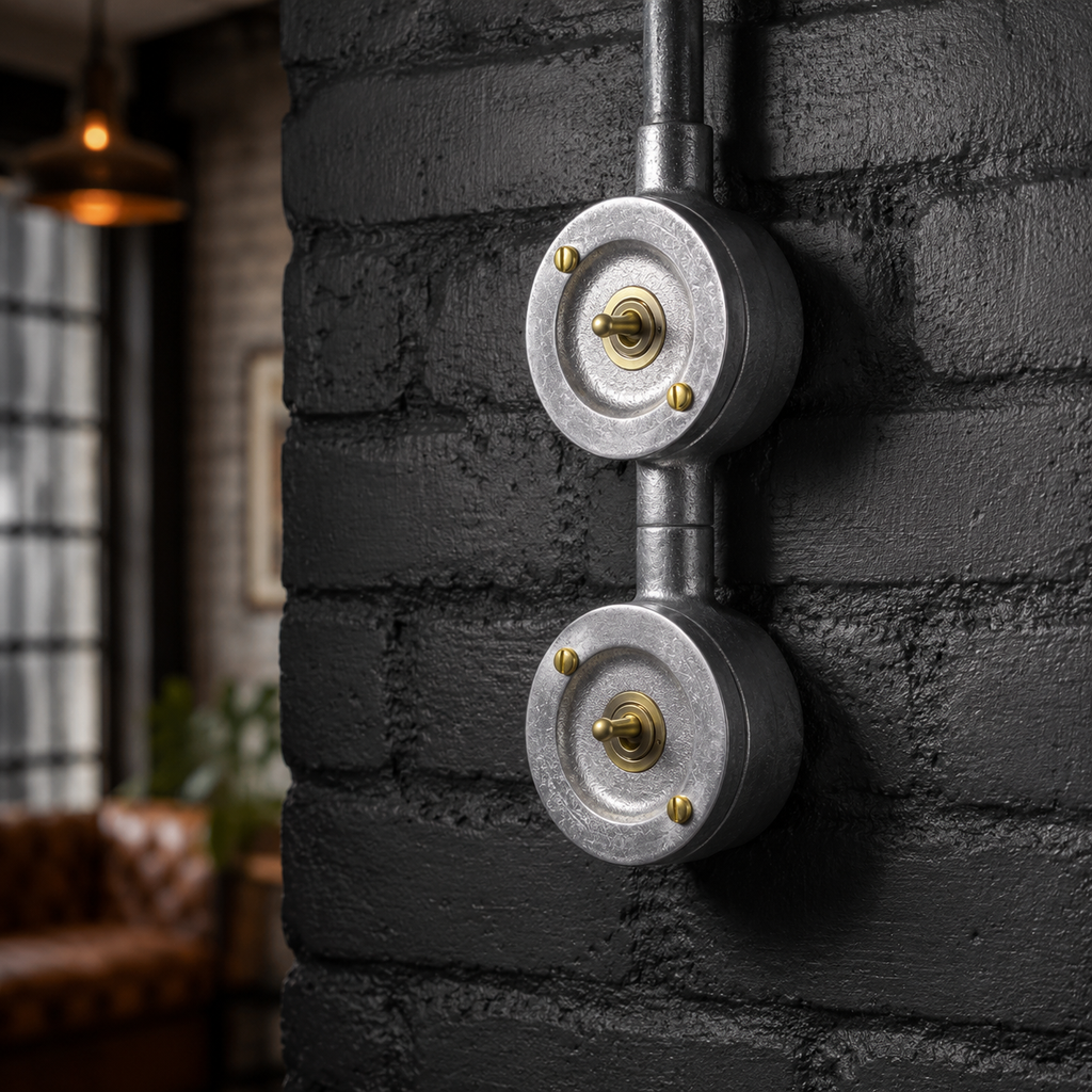 Brassvane double gang conduit light switch additional view 2