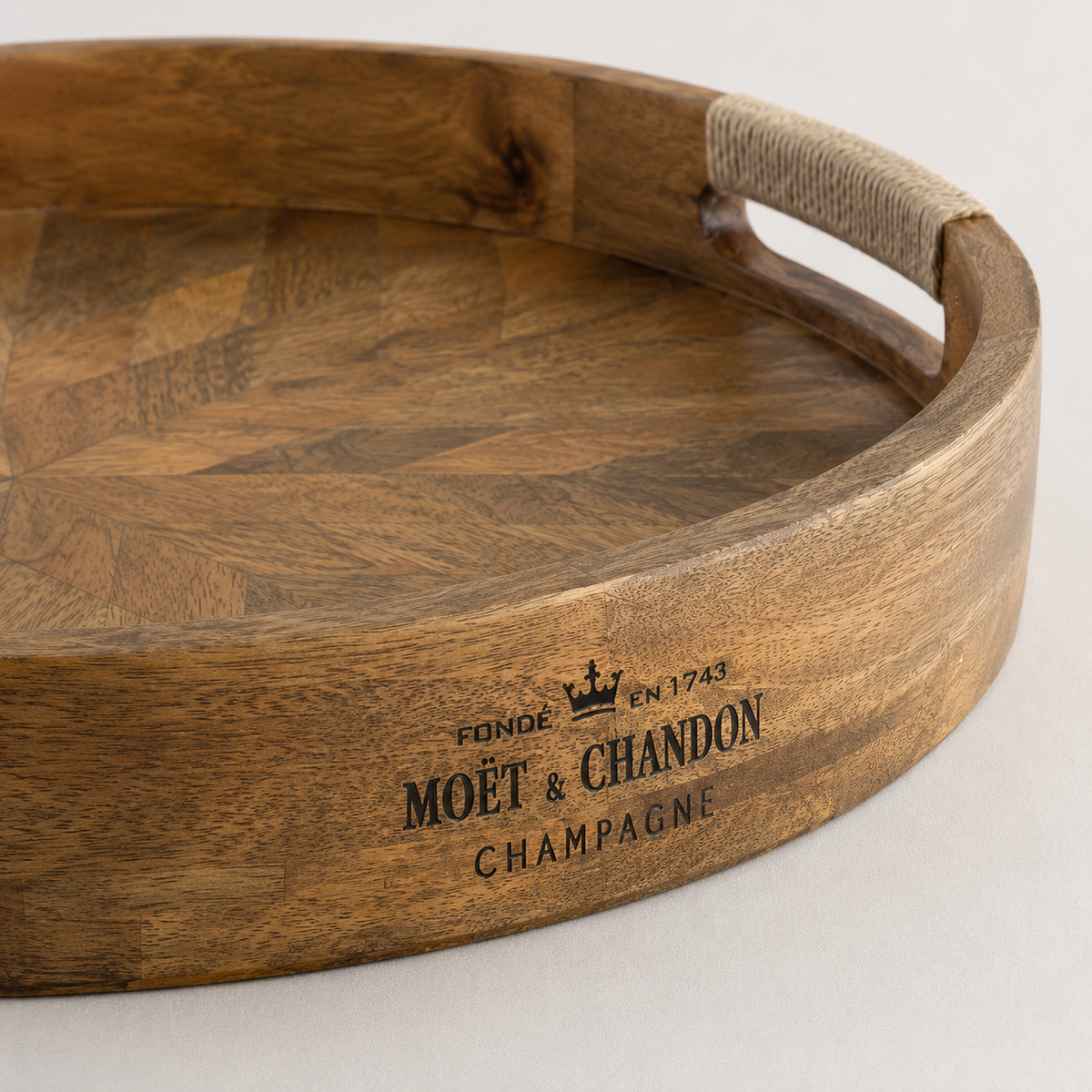 Brassvane round wooden serving tray additional view 6