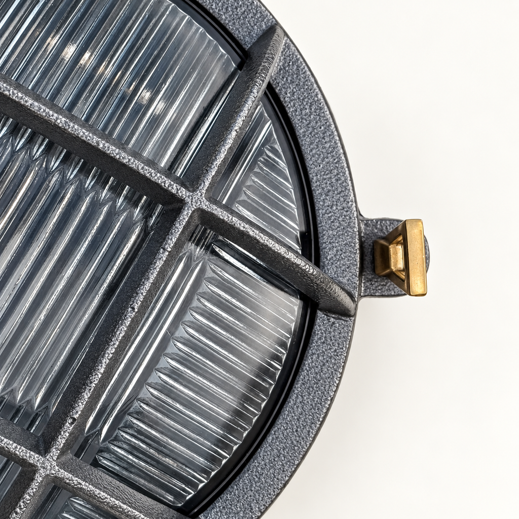 Brassvane caged pewter bulkhead light additional view 10