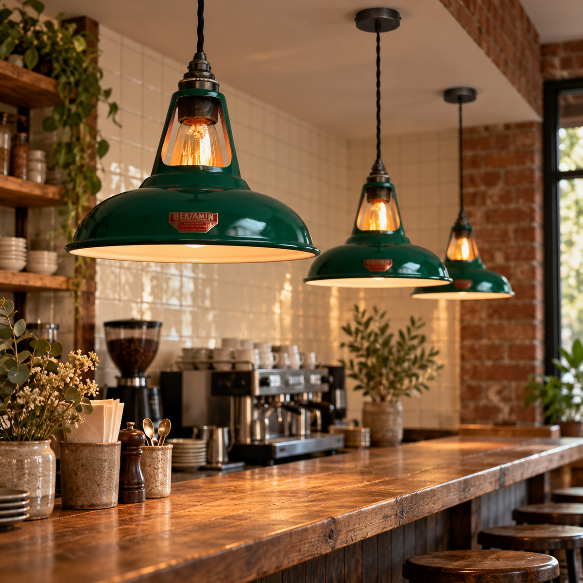Brassvane racing green slotted pendant light additional view 2