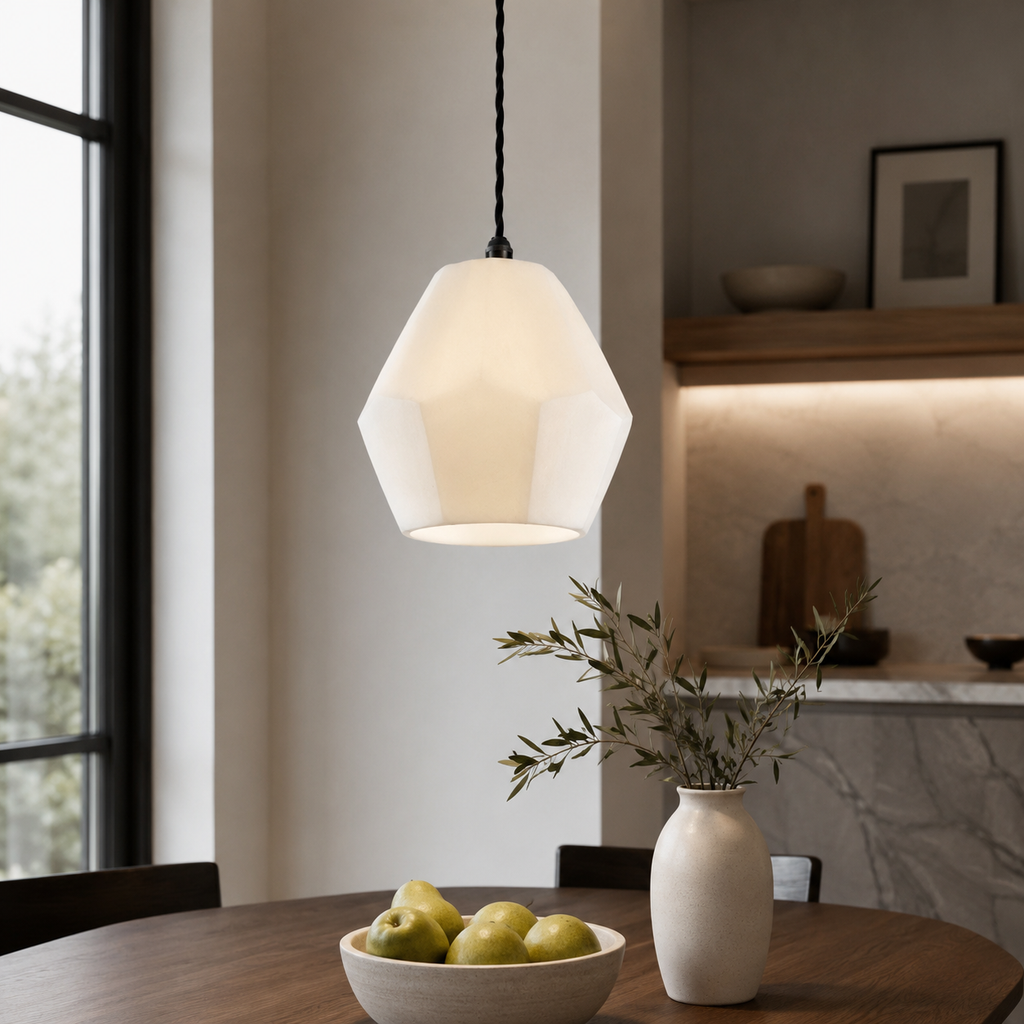 Brassvane white opal glass pendant light additional view 2