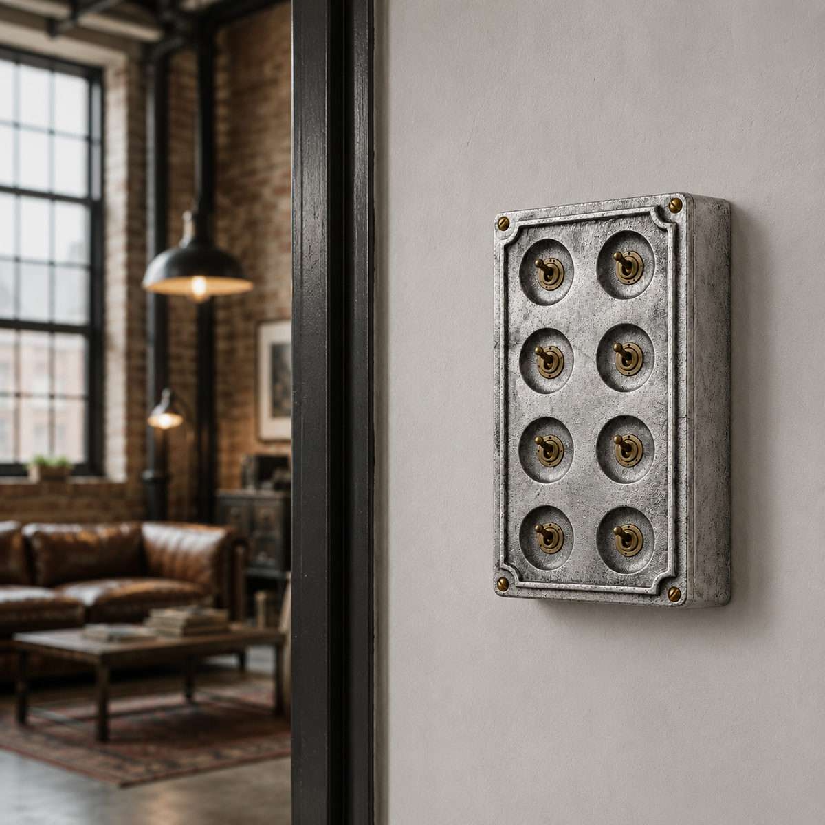 Brassvane 8 gang conduit light switch additional view 11