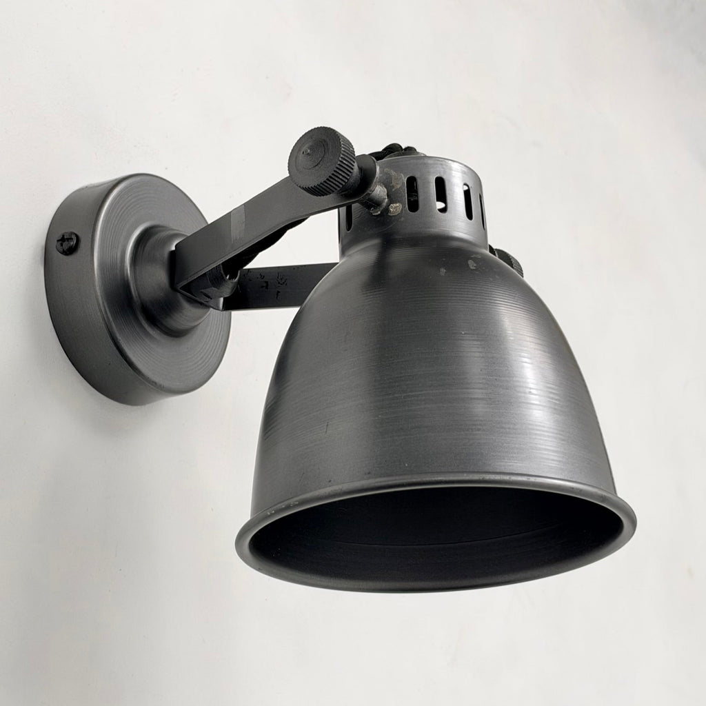 Brassvane pewter gray adjustable arm wall light overall view