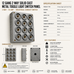 Brassvane 12 gang toggle switch panel additional view 8