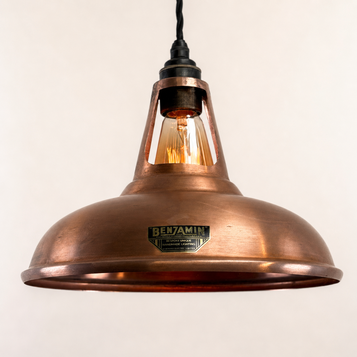 Brassvane antique copper pendant light overall view