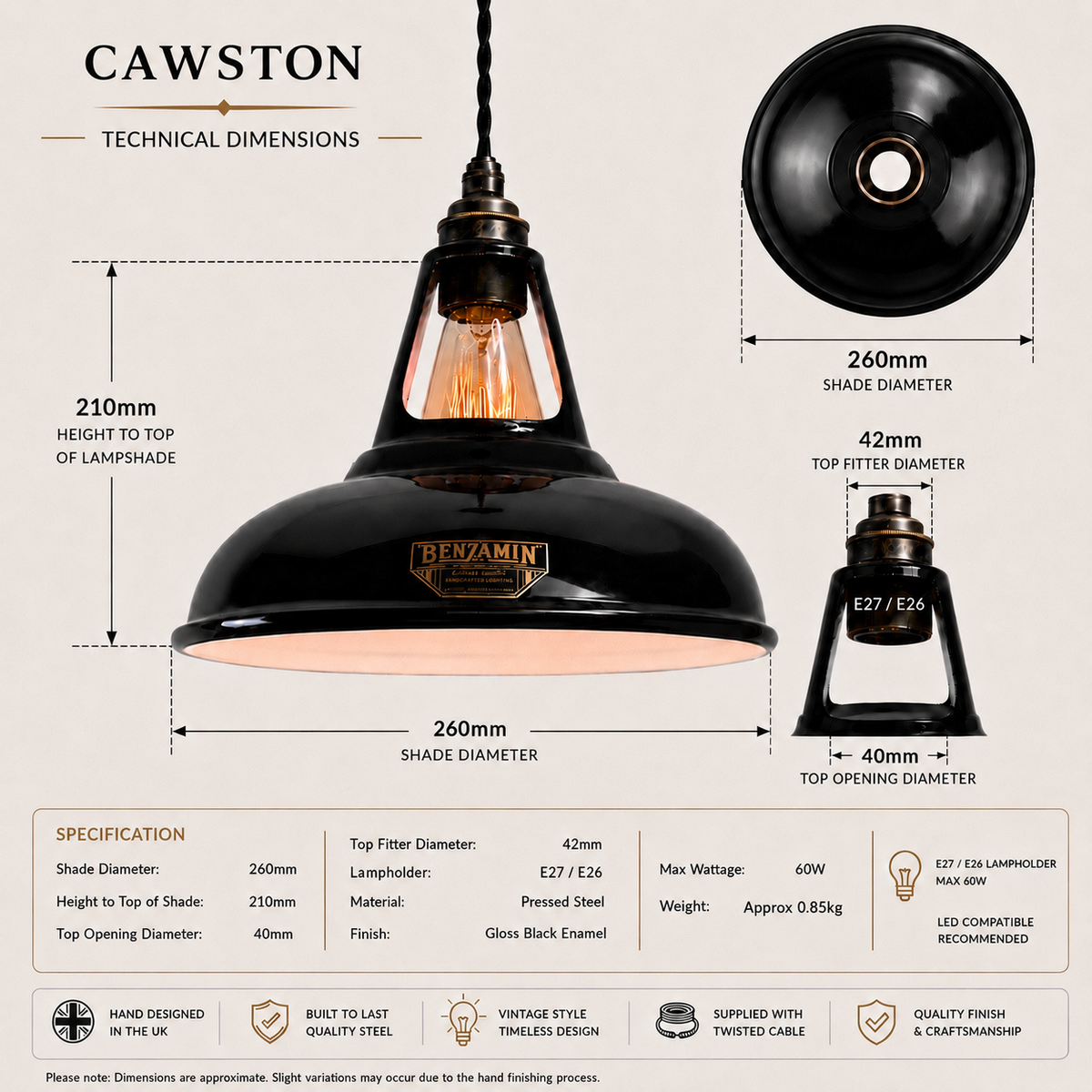 Brassvane midnight black pendant light additional view 10